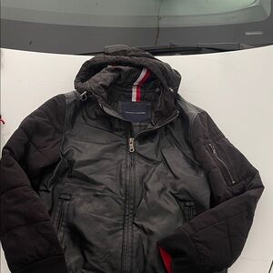 Tommy Hilfiger Black Bomber Jacket with Red Accents